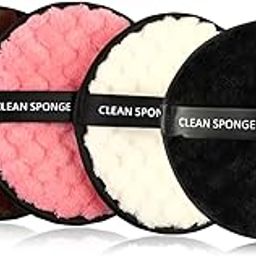 Reusable Soft Makeup Remover Pads for All Skin - 4 pack Microfiber Face Rounds Wipes Heavy Mascara Eye Shadow Facial Cleansing Puffs Foundation, Washable Removal Cloth, Chemical Free PACK OF 4 (Color May Vary)-27