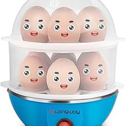 Longway Eggo 350 Watt Egg Boiler/Cooker for Steaming, Cooking & Boiling (Blue, 14 Eggs)-20
