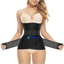 JUSTIFIT 3 in 1 Postpartum Belly Band Post Pregnancy Abdominal Belt for Women After Birth Belly/Waist/Pelvis Wrap Postnatal Shapewear (S)-18