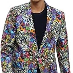 Men's Notched Lapel Multi Single-Breasted Slim Fit Blazer-SOBLZ-85-02_Multi-image-8