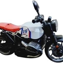 Kids Ride-On Racing Motorcycle, Die-Cast Model Toy Bike, White and Red-image-29