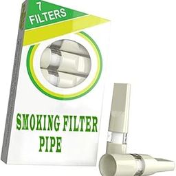 Cigarette Safety Filters Holder Washable Mouthpiece Smoking Pipe Regular Size Reduce Tar cigarette filters pipe (pack of 1) 7pcs include-image-36