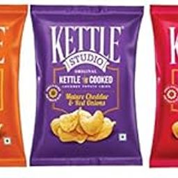 Kettle Studio Potato Chips Mix Variants , 125G (Pack of 3) - Himalayan Pink Salt, Sweet Chilli with Lemon & Basil & Mature Cheddar and Red Onions-image-42