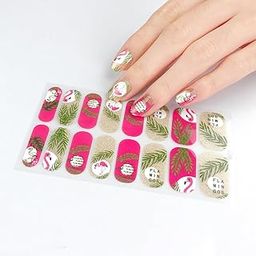 Secret Lives Nail Sticker Set -Pink Color Silver Glitter & Leaves Design Quick & Easy Salon-Quality Manicures! Includes a Nail File, prep pad, & Cuticle Stick.-image-85