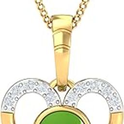 18KT Yellow Gold Heart Enamel Pendant for Women-image-24