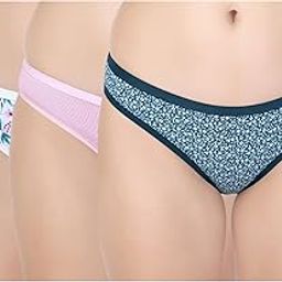 Women's Bikini Panties - Soft & Stretchable - Outer Elastic Cotton Underwear - Comfortable Mid-Rise Hipster Briefs - Pack of 3 - (Assorted Coloured 2 Printed & 1 Solid)-image-14