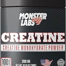 Monster Labs Monohydrate Creatine | Unflavored | 300g, 100 Servings - Enhance Strength and Muscle Performance-image-69