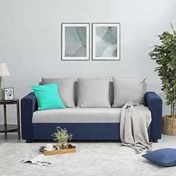 FURNY Livino 3 Seater Fabric Sofa Set (Light Grey-Blue)-image-28