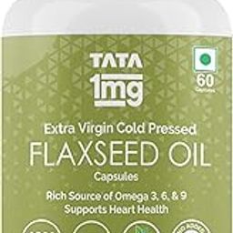 TATA 1mg Vegetarian Omega 3 Capsules 1000mg | Extra Virgin Cold Pressed Flaxseed Oil supplement with Omega 3, 6 & 9 | Veg Omega 3 capsules for healthy heart, brain & gut | Plant based | Pack of 60-image-53