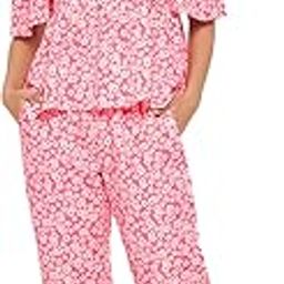 Women's Rayon Pretty Florals Cold Shoulder Top & Pyjama Set (LS0623P22_Pink_S)-image-44