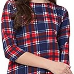 Blue Check Box Fabric American Crepe Top Regular Fit-image-6