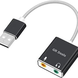 GR Deals USB Sound Card USB to 3.5mm Jack Audio Adapter USB External Stereo Sound Adapter Splitter Converter for Windows and Mac, Linux, Laptop, PC, Compatible with Headset, Plug & Play-9