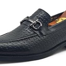 Men's Textured Penny Loafers Genuine Leather Slip-On Formal Elegance-image-51