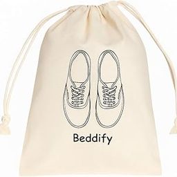 Pack of 6 Cotton Travel Shoe Cover (14 X 16 Inch) Large Portable Pouch Footwear Organizer Durable Drawstring Bags Suitable for All Size Footwear (Beige)-image-21