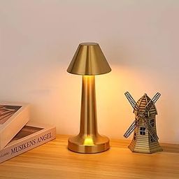 GITGRNTH Table Lamp with Touch Sensor, 3 Level Dimmable Rechargeable Desk, Night Light for Kids Nursery, Nightstand Lamp Portable Cordless Night Light for Bedroom, Living Room (Golden Cape)-17
