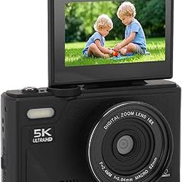 5K Digital Camera Photography Camera with 3 180° Flip Screen, 75MP Vlogging Camera for YouTube, HD Compact Camera, 18X Digital Zoom, Retro Cameras (Black)-picture-5
