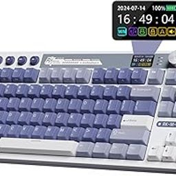 RK ROYAL KLUDGE M87 Wireless Gaming Keyboard with Screen and Dual Knob, 75% Percent 2.4Ghz/Bluetooth/USB-C Mechanical Keyboard with Gasket Structure, RGB Backlit Hot Swappable Cream Switch, Blue-picture-16