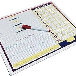 Hope Kart White Board for Kids Practice Slate with Numbering Number Learning Standing Sleeping Cross Up Down Curves Zig Zag ABCD Handwriting Practise, Hardboard, 10x12 inch, Pack of 1-image-43