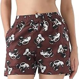 the souled store Mickey Mouse: Retro Women and Girls Pull On Brown All Over Printed Cotton Boxer Shorts-picture-19