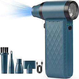 Electric Air Duster Mini Blower, 130000RPM Rechargeable Compressed Air Duster with Flashlight for Computer Keyboard Electronics Car Cleaning, Handheld Dust Blower PC Cleaner for Home Office,Teal-17
