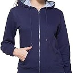 Womens Sweatshirt || Hooded Fullsleeve || Navy Cotton Sweatshirt-image-5