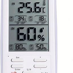 NESTIC Digital Alarm Thermometer and Hygrometer Humidity Clock LCD Display Temperature Internal & External Sensor Meter Measurement Tool Electronic Humidity Clock for Home, Office (1-Pcs)-18