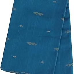 Teal Blue Unstitched Raw Silk Blouse Material – 1 Meter, Adorned with Elegant Woven Motifs-picture-20