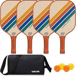 Pickleball Paddles Set of 4 Pickle Ball Rackets,USAPA Approved Pickleball Set of 4 Paddles,Fiberglass Surface & 13MM PP Honeycomb Core,Breathable Handle,4 Indoor & Outdoor Balls,1 Pickleball Bag-20