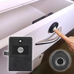 Yale Premium Fingerprint|Biometric Wardrobe Lock for Cabinets, Wardrobe & Almirah for Home & Office | Finish- Black | Material - Zinc-10