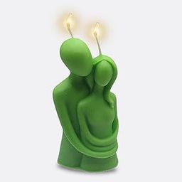 Romantic Hugging Couple Scented Candle Gift for Couples Home Décor & Valentine’s Day Decorative Wax Showpiece in Gift Box (12cm) (Green, Lemon Grass)-28