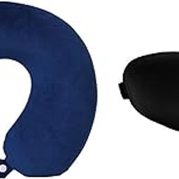 Inditradition Memory Foam U-Shape Travel Neck Pillow with 3D Eye Mask (Combo Pack) - Navy Blue/Black-15