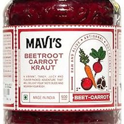 Mavi’s Beetroot Carrot Kraut | Traditionally & Naturally Fermented | No Preservative, No Artificial Flavors or Colours | Artisanal Fermented Probiotic Pickle | 100% Natural & Vegan | Pack of 1 | 500g-image-65