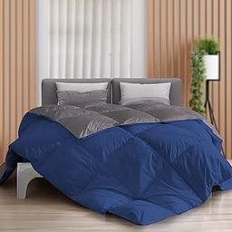 The Sleep Company Microfibre Luxury Reversible Comforter Double Bed 200 Gsm Dark Blue&Grey Pack Of 1,300 TC-22