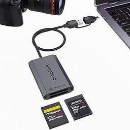 CFexpress Type B and XQD Card Reader,amalink Dual Slot USB 3.2 GEN 2 10G Type B CFexpress Adapter with Dual connectors(USB A&USB C) .Plug and Play Compatible with Android/Windows/Mac OS/iPad-4