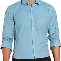Men's Regular Fit Cotton Blend Shirt - Full Sleeve | Stylized Patch Pocket | Contrast Trim Fabric | Formal Shirts for Men-image-39