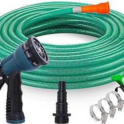 Roots and Leaf 10M 0.5 Inch Braided PVC Garden Hose Pipe with 8 Pattern Spray Gun with 4 Clamps and tap Adaptor - Green | Heavy Duty Water Pipe for Garden, Car Washing, Garden Pipe for Home-image-28