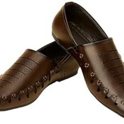 Dark Brown Loafer Style Self Design Shoes|Men's Ethnic Jutti | Juttis and Mojaris (Brown)-image-38