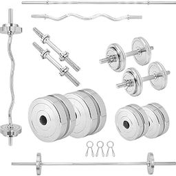 Gen-Z Fitness 10kg Steel Home Gym Combo | Weight Plates Set with 5Ft Straight Rod, 3Ft Curl Rod, Dumbbell Rods & Nut Locks | Compact Home Workout Equipment Inside-image-49