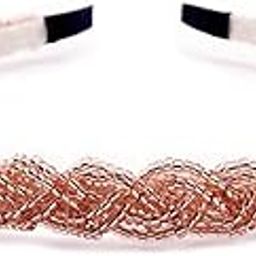 Crystal Hair Bands for Women - Metal Beaded Headbands With Clips, Fashion Hoop Accessories for Girls, Champagne Elegant Bling Headwear Wraps for Wedding Bride Beauty Care-5