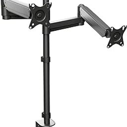 Rife Extra Tall Dual Monitor Stand, Pneumatic Monitor Arm Mount for 2 Screens up to 32 inches, Articulating VESA Stand, Black-picture-0