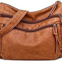 Washed Leather Women's Retro Shoulder Bag - All-Match Large Diagonal Bag - Soft Leather - Light Brown-26