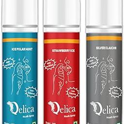 Qelica Mouth Spray with Ice Effect Oral Hygiene Fresh Breath Spray, Low Calories Strawberry Ice & Ice Polar Mint & Silver Elachi Combo Pack of 3 10gm Each for Men and Women-image-55