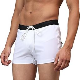 Arctic Swim Trunks with Contrast Waistband and Pocket Details-image-51