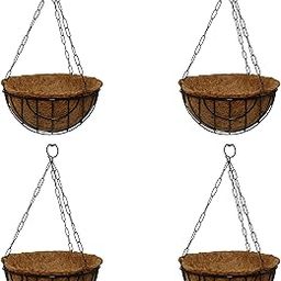 BonKaso 10-Inch Coir Hanging Basket with Metal Chain (Set of 4) | Coco Liner Hanging Planter for Balcony, Garden, Indoor & Outdoor Use | Decorative Hanging Pot for Plants (Brown)-image-93