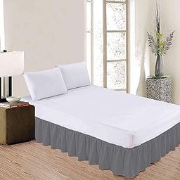 YRM - 600 Collection Bed Skirt Frill Bedsheet Microfiber Upto 15" Drop Expertise Tailored Fit Wrinkle Free Ruffle Bed Skirt - Queen Size (60" x 78" Inches) + 15" Drop Length | Dark Grey-image-14