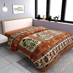 MORADO Double Bed Woolen Fabric Geometric Quilt Cover/Duvet Cover/Rajai Cover/Blanket Cover for Winters (90x100 Inches, Peach)-image-23