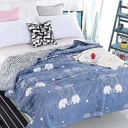 Yindella Super Soft Cotton Comforter Double Size Quilt for All Season/AC/Summer Solid Faderesistant Comforter Blanket | Quilt | Dohar | Rajaai | Duvets (140cm × 200cm) (Blue Elephant)-image-89