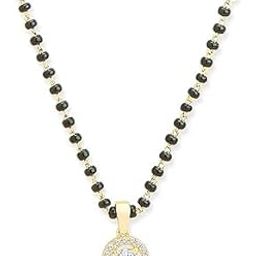 american diamond short gold plated traditional Pushpa mangalsutra for women-image-98