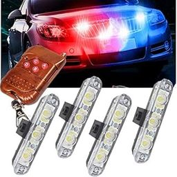 GH GENERIC HUB Wireless Remote Led Police Light for Car Front Grille | Strobe Warning Light for Car Truck Emergency Light Flashing Firemen Lights with Remote by Hub. (4X3 Led Light)-10