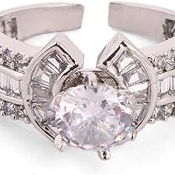Silver Statement Ring for Women, Crystal Centre with CZ Accents, Adjustable Size-image-52